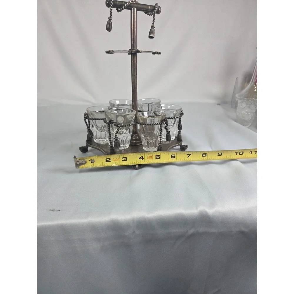 Vintage Shot Glass‎ Caddy With Six Shot Glasses